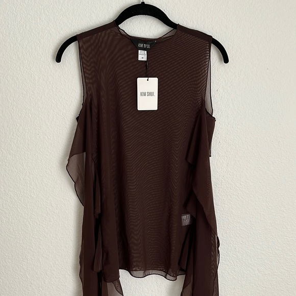 Kim Shui Brown Wrap Top - Picture 9 of 16